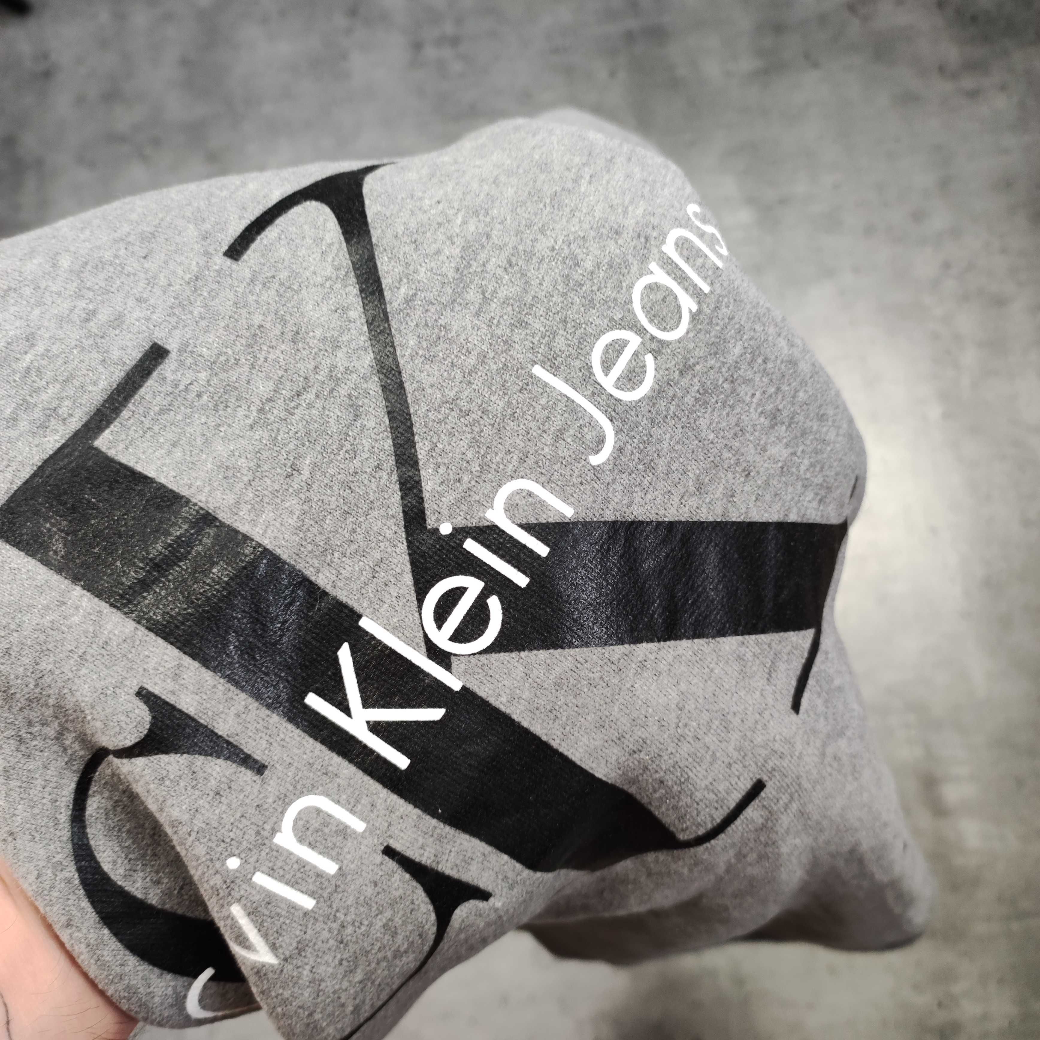 DAMSKA Bluza Bawełna CK Calvin Klein Jeans Szara Duże Logo Elegancka