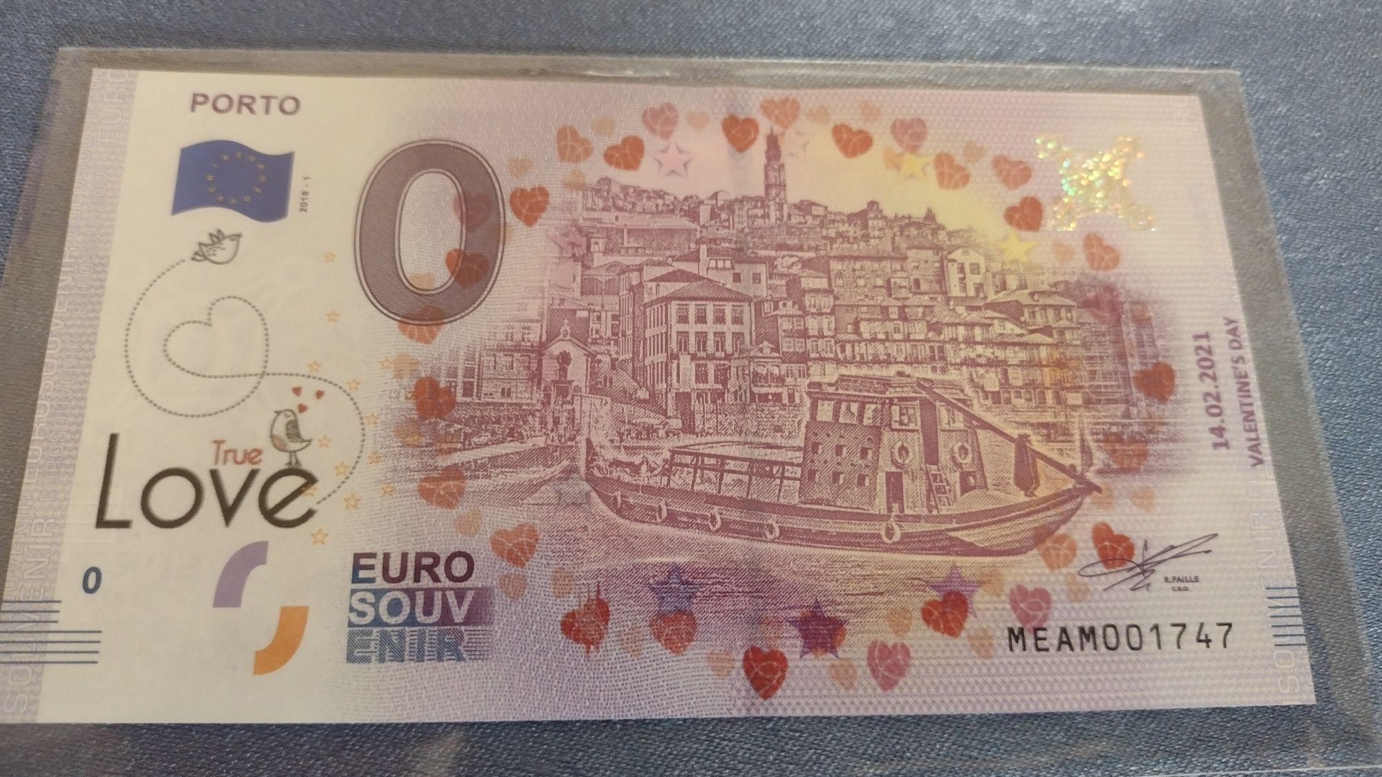 Banknot 0 euro love Porto 2021 color kolor kolorowe