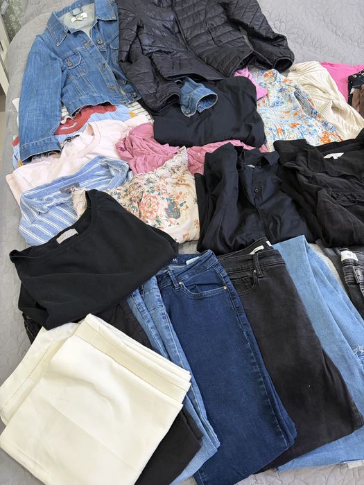 Zestaw paka spodnie kurtka sweter koszula damskie M L