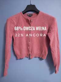 90% Angora i owcza wełna Sweterek damski kardigan zapinany na guziki