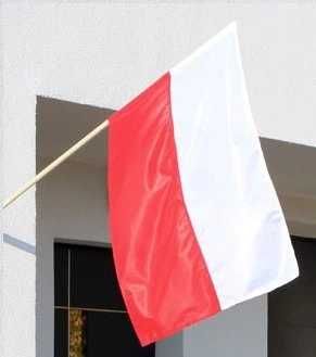 Flaga Polski na drzewcu