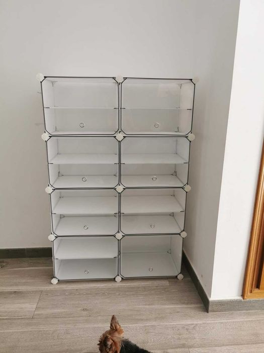 Pudełka do przechowywania modułowe mocne 8 sztuk zamykane białe