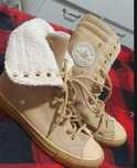 Buty trampki Converse beżowe, długie, ocieplane, zimowe