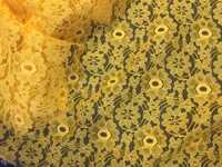 Тканина гіпюр жовто гарячий колір,  ширина 88 см х довжина 4 м