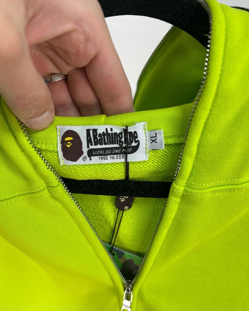 Зіп Худі Bape A Bathing Ape Neon Yellow Shark