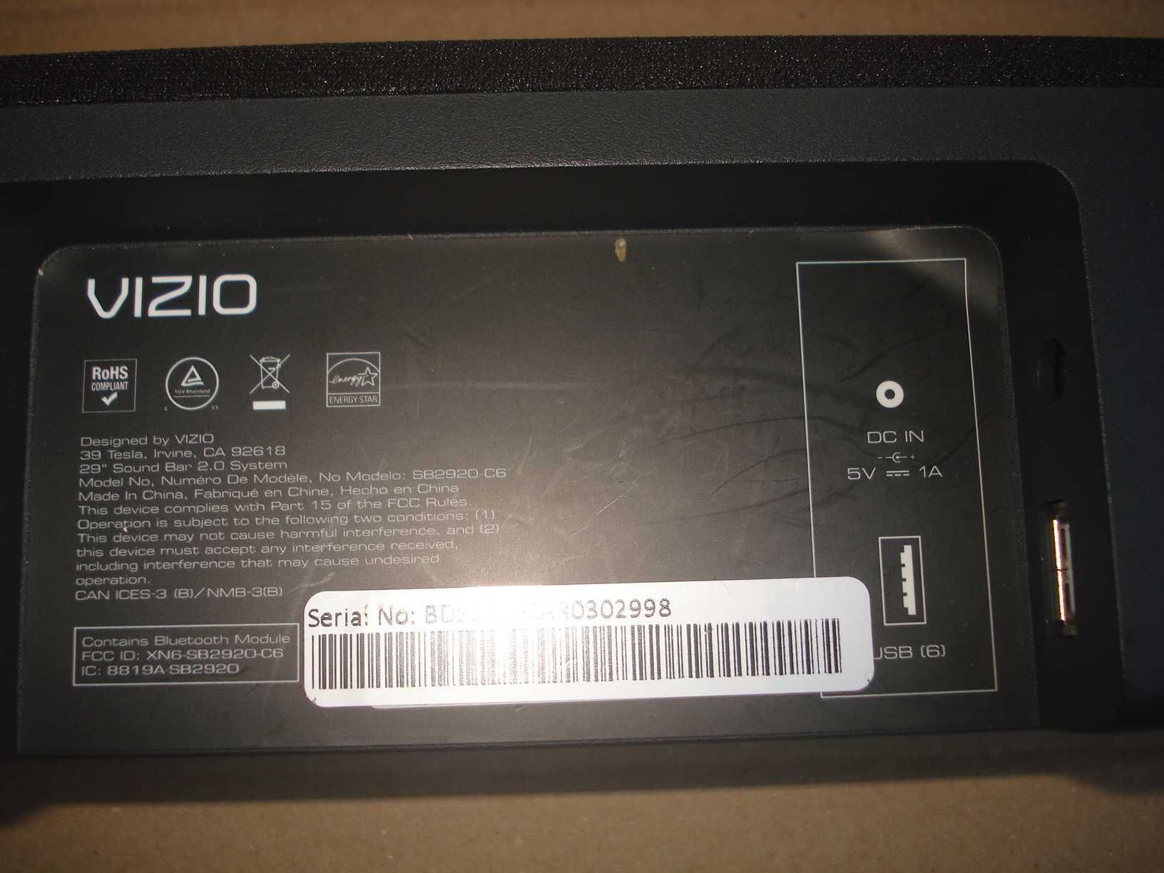 Саундбар VIZIO- SB2920-C6 Bluetooth\aux\usb\oптиka\коаксіальний входи