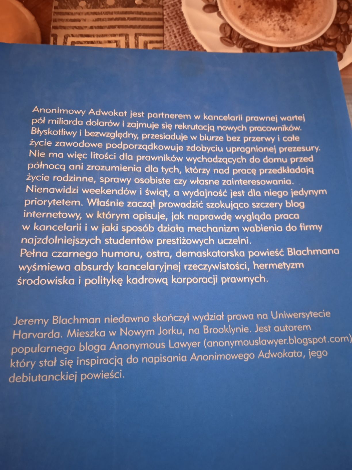 Anonimowy adwokat Jeremy Blachman książka