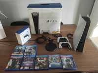 PlayStation 5 com 2 comandos e 10 jogos