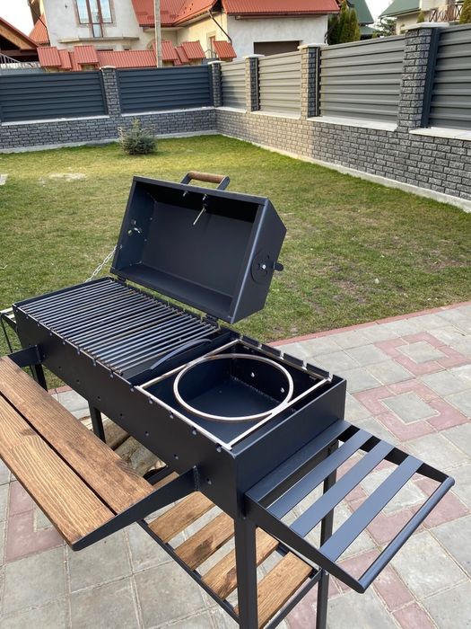 Мангал гриль барбекю | ТОП подарунок! Сталь 5 мм, дровниця, кришка!