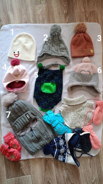 165грн!Шапка шлем с шерсти мериноса 1-3 года, варежки краги