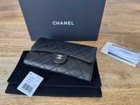 Portfel Chanel Vintage Oryginalny, skóra naturalna, jagnięca, caviar