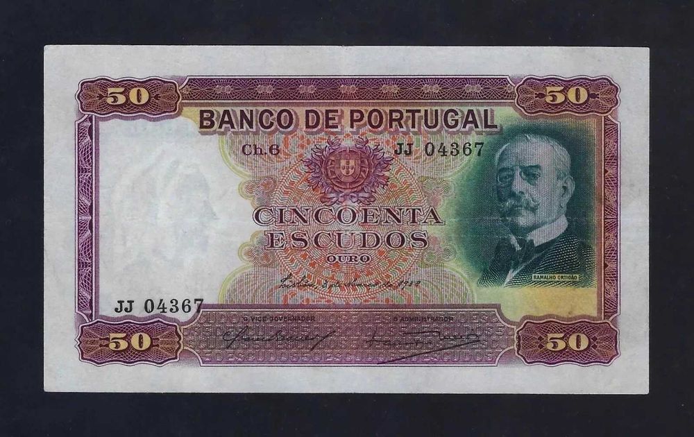 NOTA Portugal 50 Escudos 1938 P-149 EF-AUNC RARE DATE