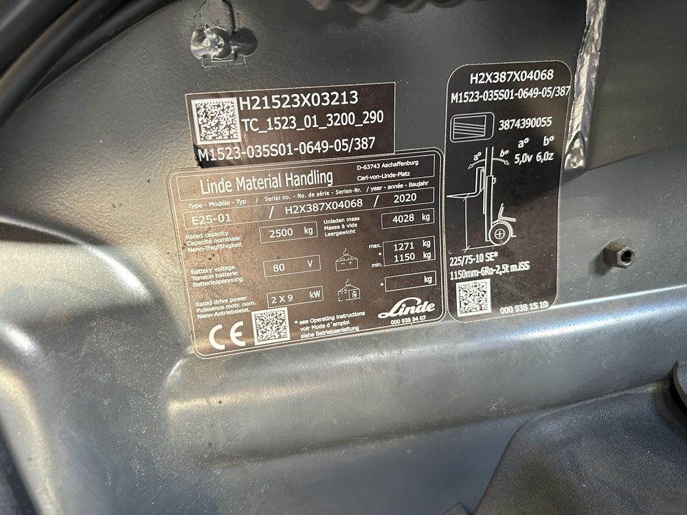 Linde E25 електричний погружчик 2020 рік