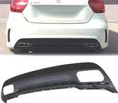 DIFUSOR TRASEIRO MERCEDES CLASE A W176 12-18 LOOK AMG A45 DUPLA SAÍDA