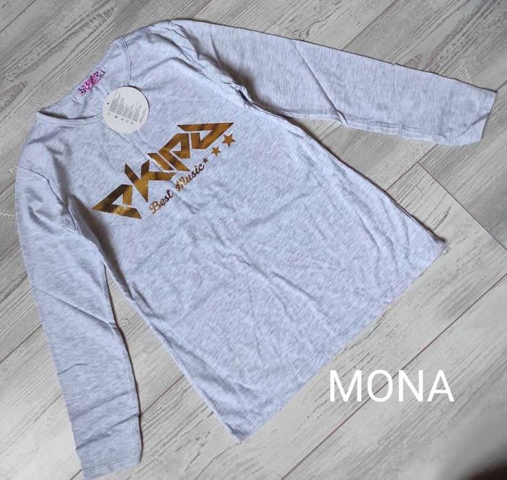 bluzka tshirt ekipa tik tok szara różowa 128/134/140/146/152/158/164