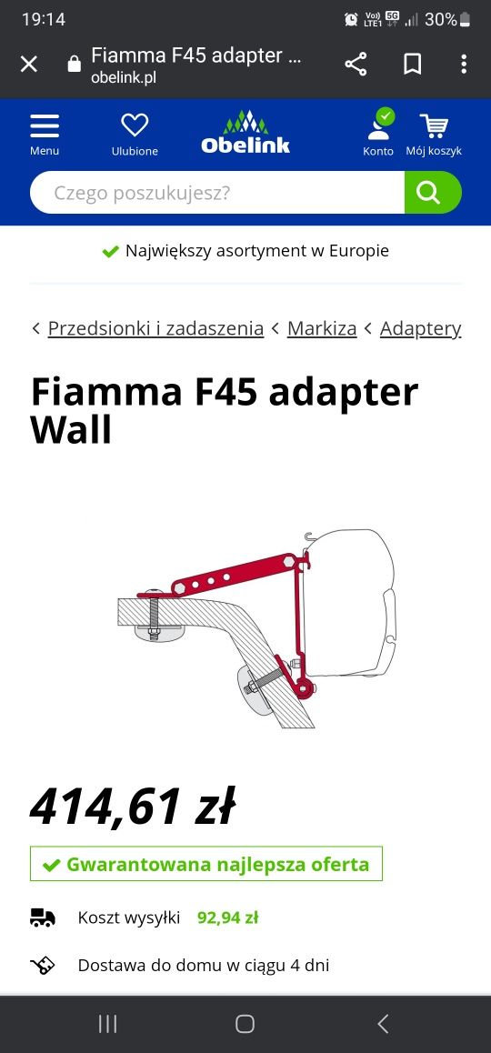 Kamper Uchwyt markizy Fiama F45