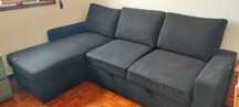 Sofá-Cama Chaise Longue Preto 239x156x90 STEWART (Gato Preto)