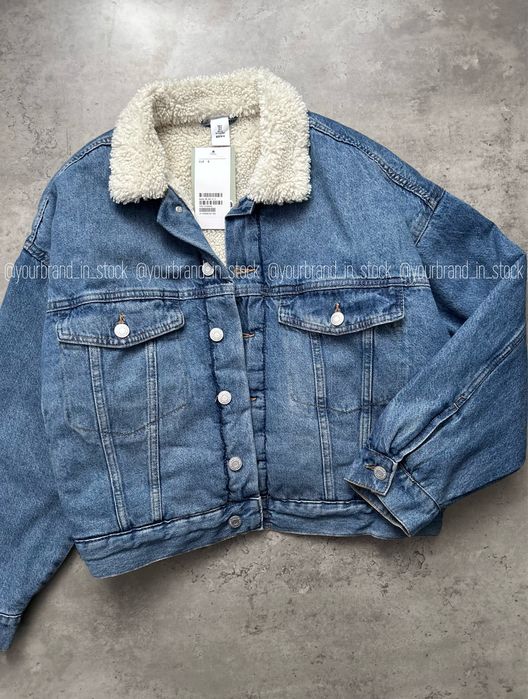 Джинсова куртка нова S утеплена шерпа