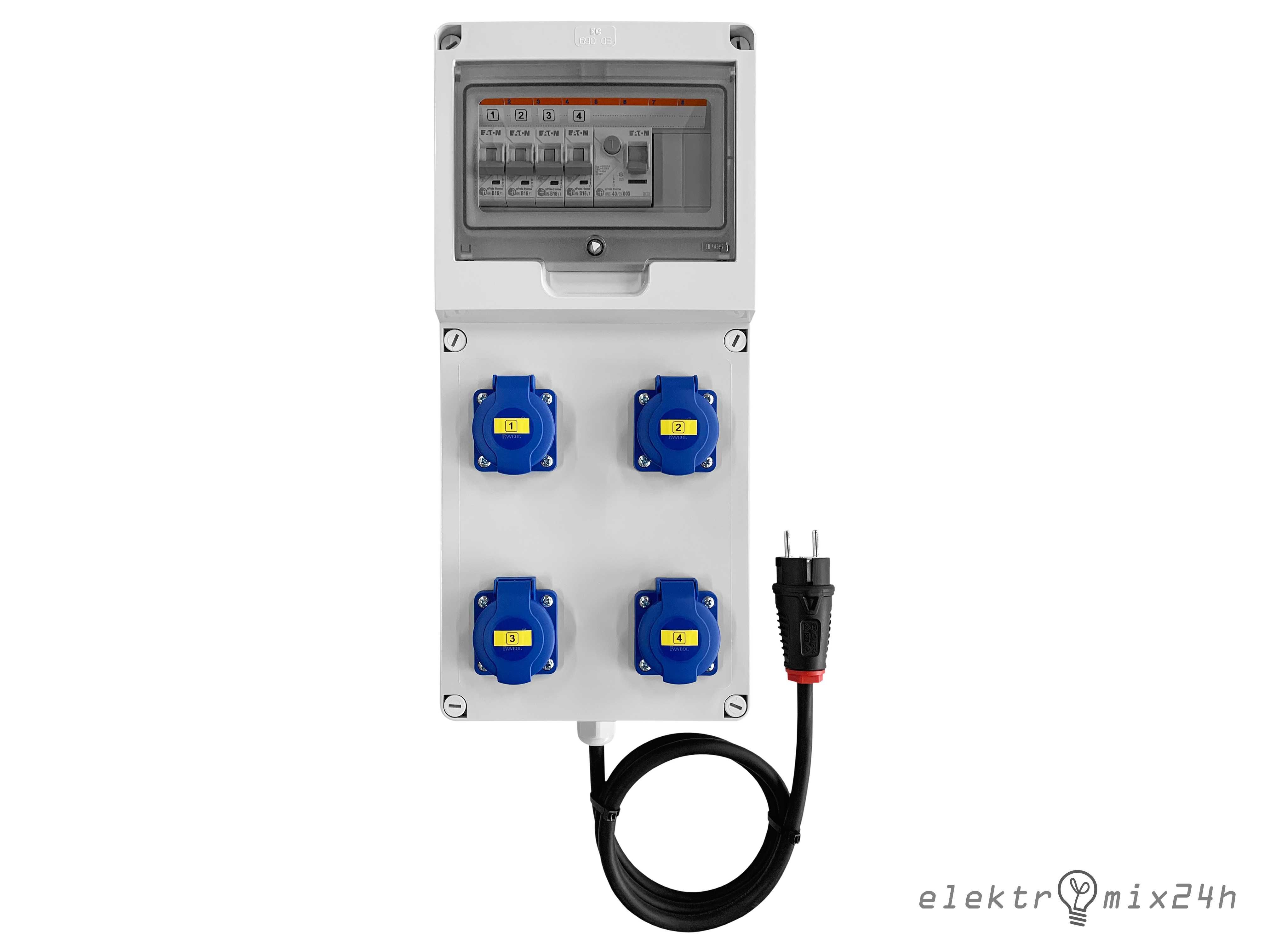 Rozdzielnica elektryczna przenośna, kompletna, gniazda 4x16A 230V