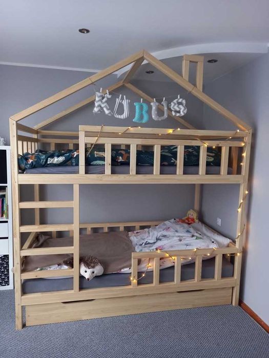 Łóżko domek piętrowe NIKOLA PLUS 180x90 DREWNO Polakierowane!!!