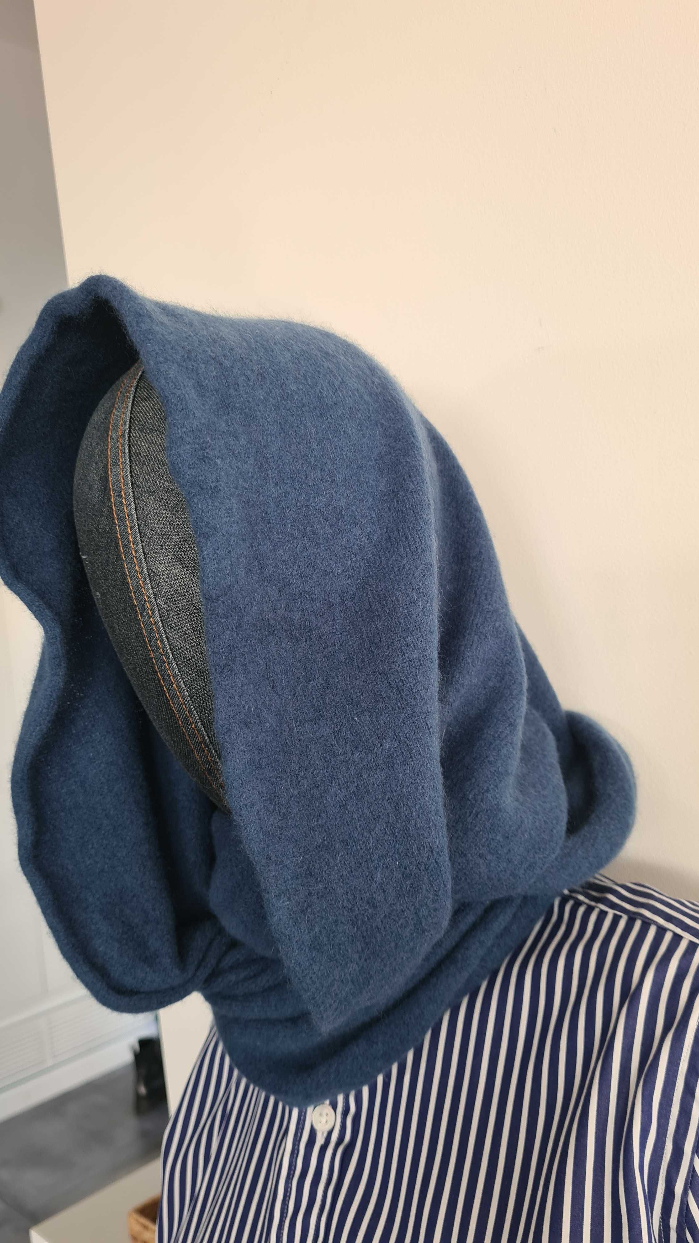 Golf Szalik Komin 70% Merino i 30% Kaszmir. Niebieski, Melanżowy