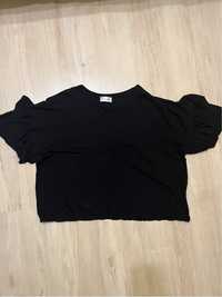 T shirt crop top z falbanami zwiewny elegancki