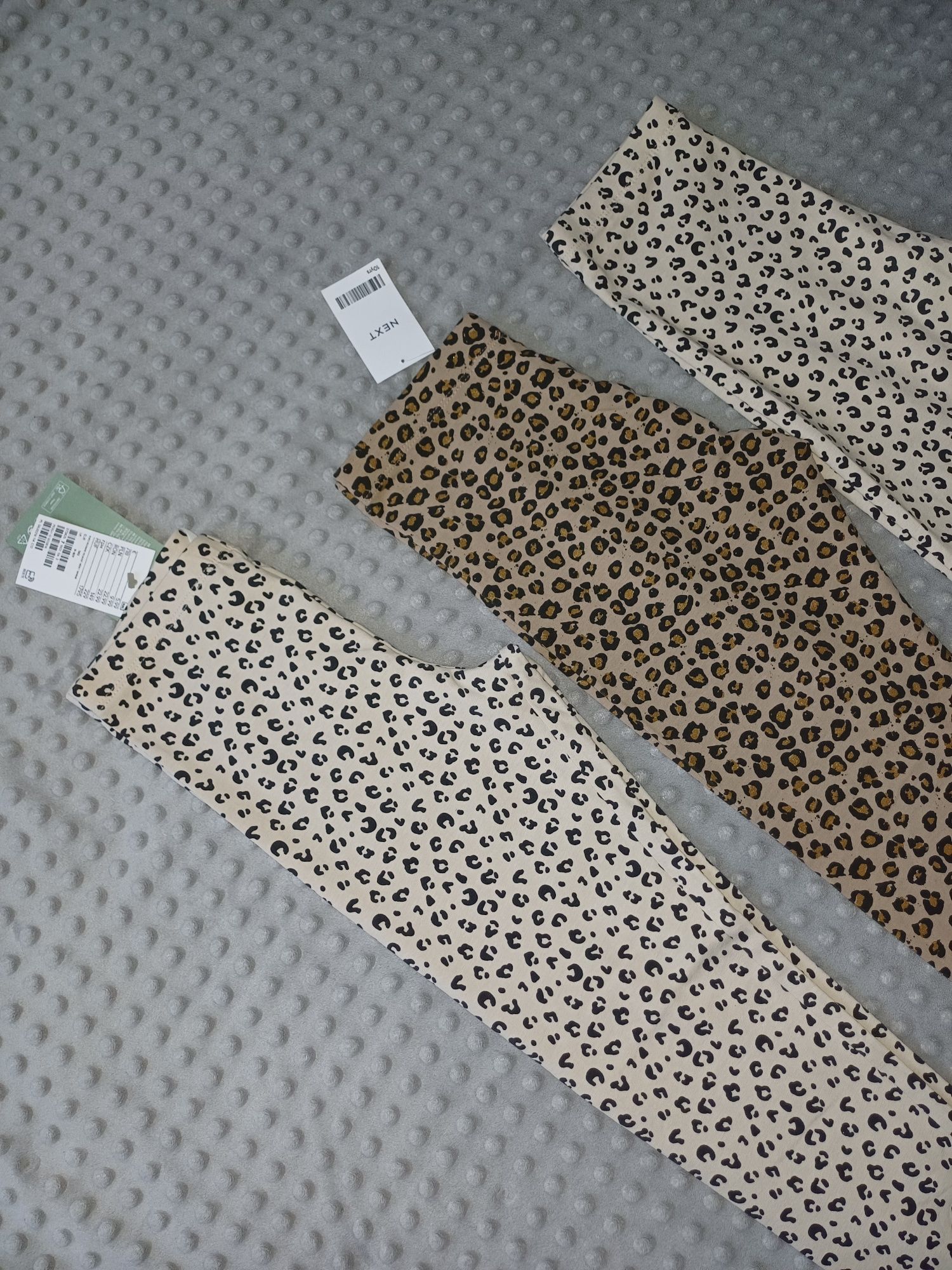 Legginsy gepardowe 2 szt H&M, Next r. 140 NOWE