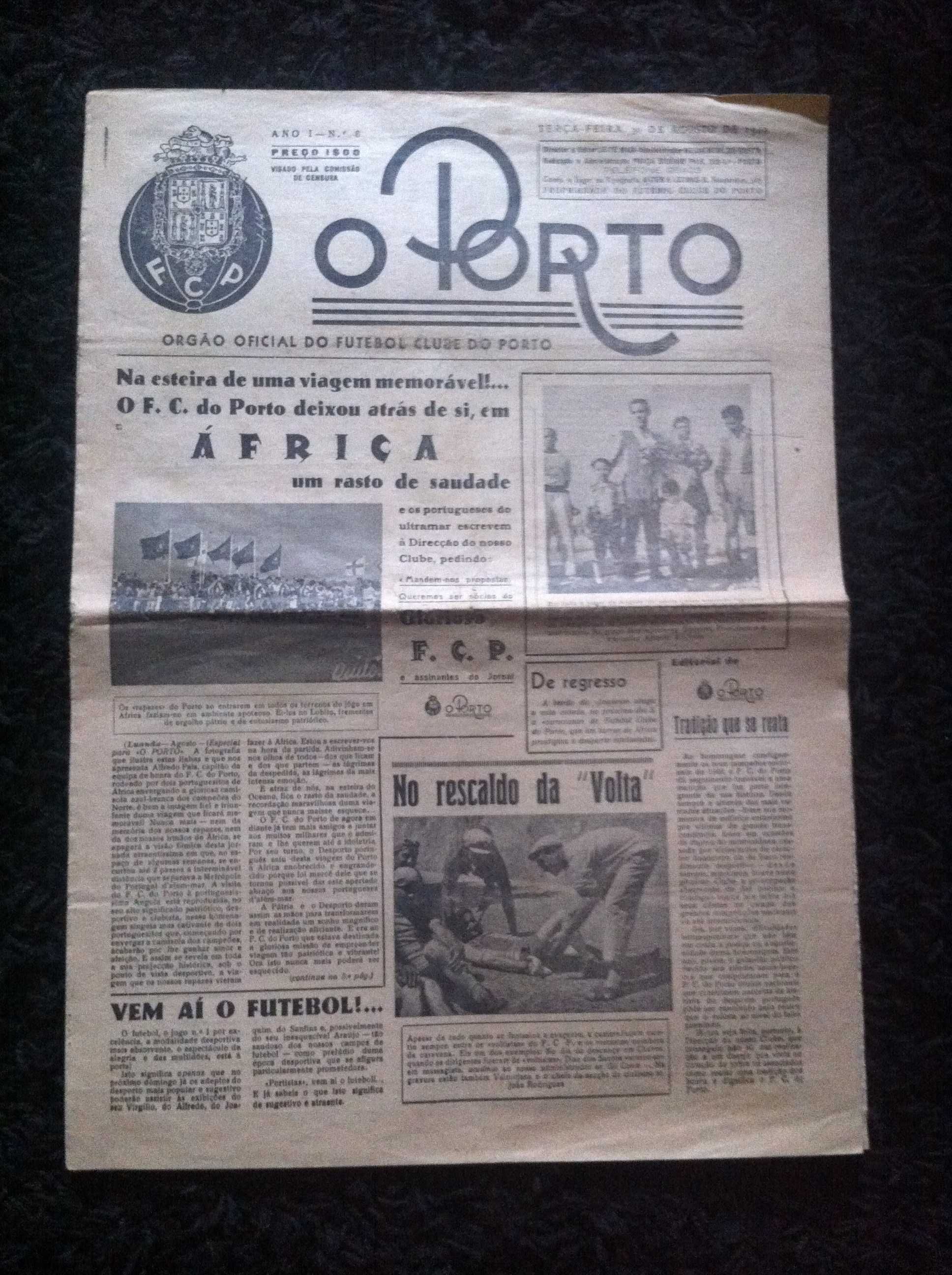 Jornal  FCP "O Porto" 1949 -  viagem do FCP a Africa