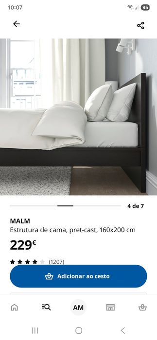 Cama Malm Preta 160x200