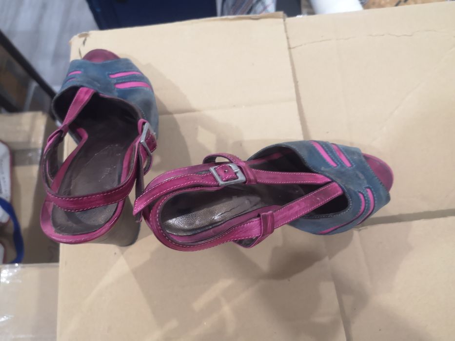 Sandálias de saltos altos largos, pele, 35