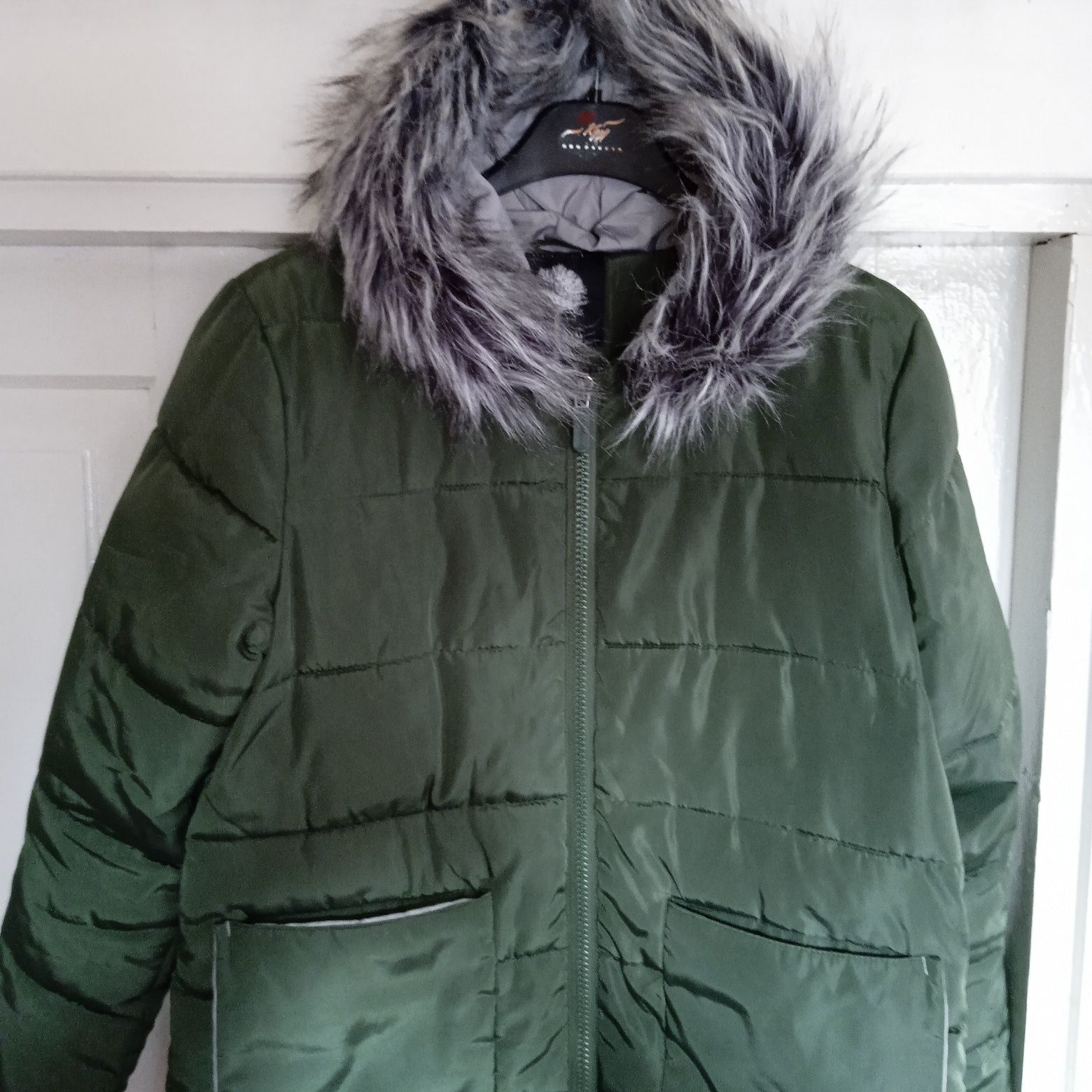 Długi ocieplany płaszcz zimowy r M/L sprawdź wymiary