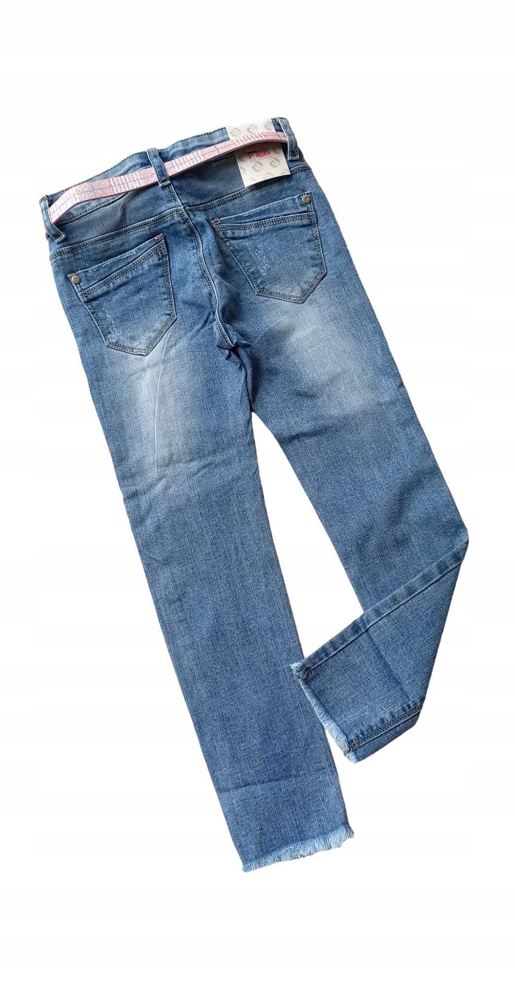 Spodnie jeans dla dziewczynki na gumce nowy 98-104