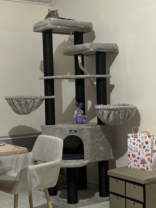 Wielopoziomowy drapak dla kota 186 cm – stabilny (Nowy) legowisko