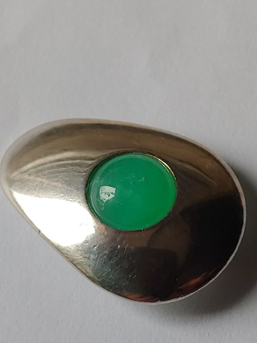 Srebrna zawieszka wisior chryzopraz srebro medalik rękodzieło