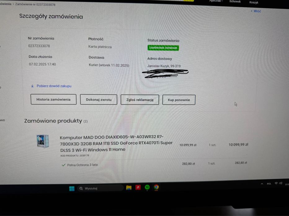 Komputer MAD DOG  R7-7800X3D 32GB ITB RTX4070Ti Super na gwarancji
