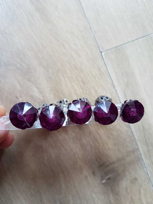 Szpilki dekoracyjne srebrne fioletowy diament do gąbek florystycznych