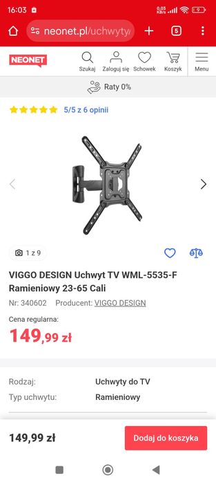 Uchwyt TV Viggo WML-5535-F 23-65 Cali