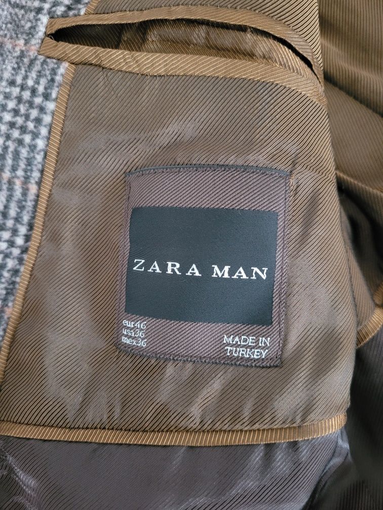 Brązowa marynarka w kratkę Zara Man S, M.