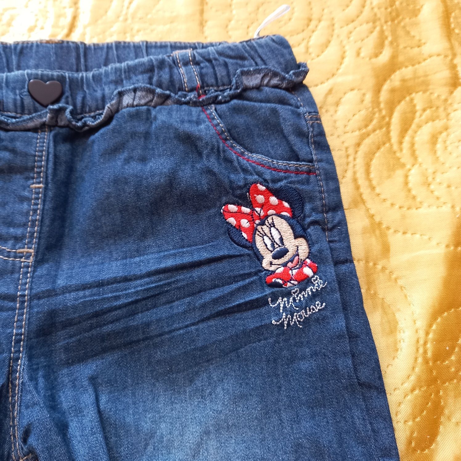 Spodnie dziewczęce z miękkiego jeansu, Minnie, C&A, r. 86 Zestaw