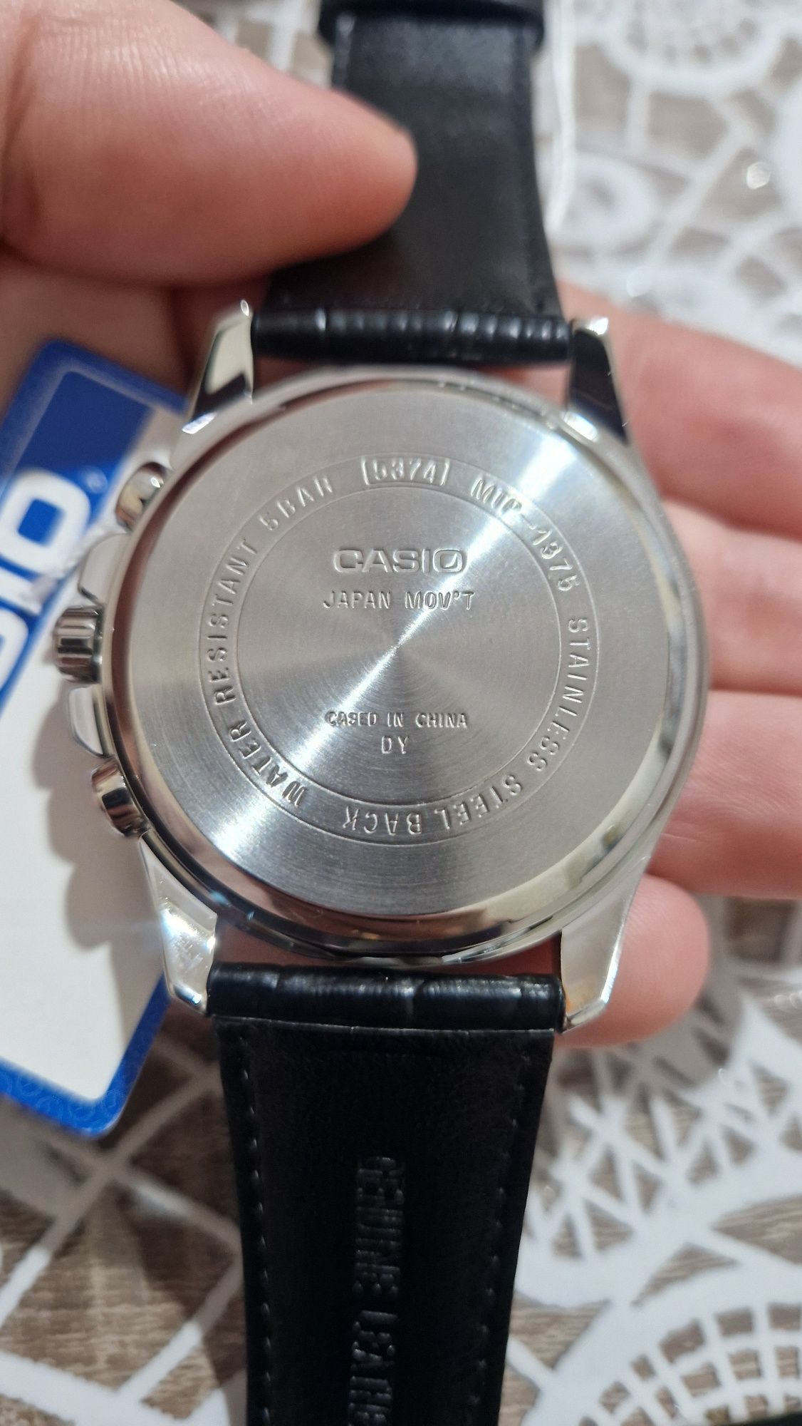 Мужские оригинальные часы Casio MTP-1375L-7A Серебристые с черным