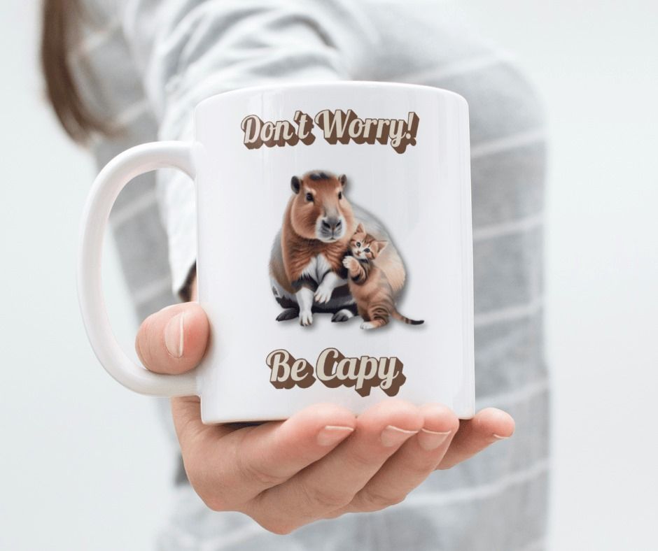 Kubek Ceramiczny Kapibara Don't Worry Be Capy Prezent Upominek