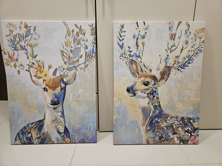 2x Obraz na płótnie - Sarna, renifer 50x70