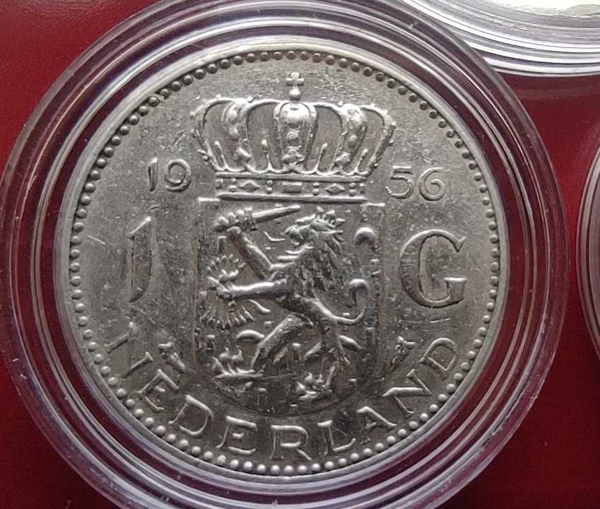 Monety srebrne zestaw Holandia 10 guldenów i 1 gulden proof srebro ag