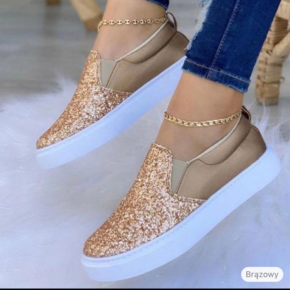 Nowe buty półbuty wsuwane Deezee r. 39 błyszczące