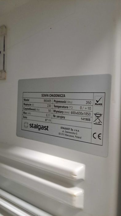 Szafa chłodnicza 350l srebrna Stalgast Lodówka pionowa stojąca pojemna