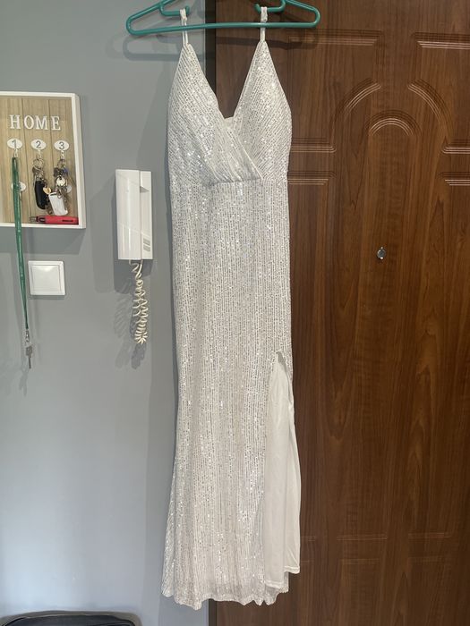 Srebrna sukienka ślubna