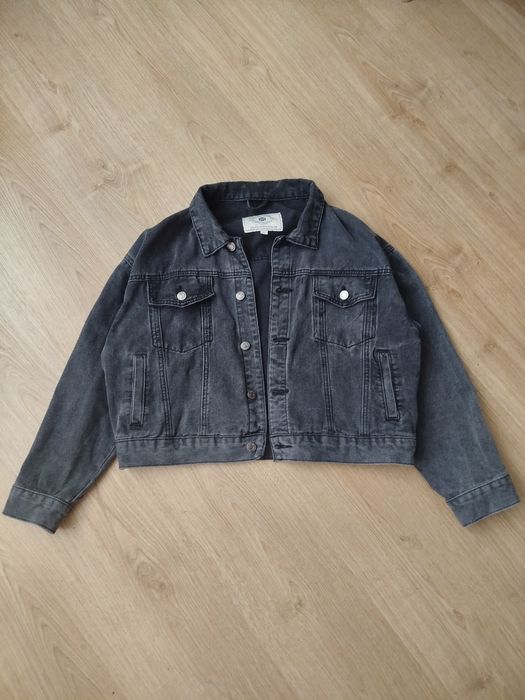 Куртка джинсова чорна графіт Розмір L жіноча оверсайз