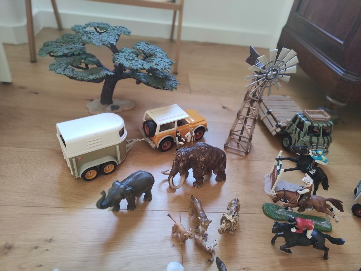 Schleich Animais, estábulo, coelheira, veículos