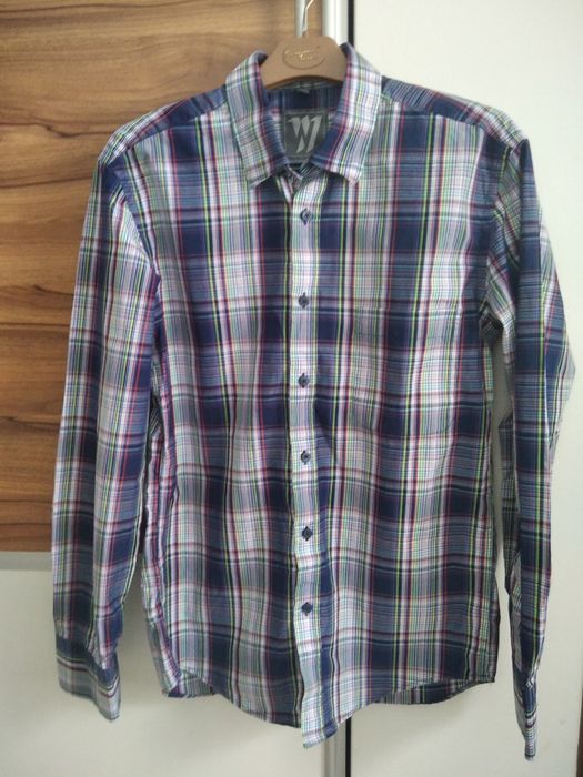 Kolorowa koszula męska w kratkę Wólczanka rozm.M