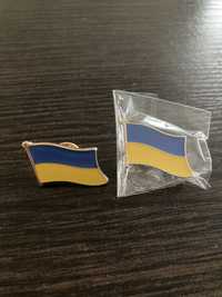 Патріотичний значок пін прапор жовтоблакитний, герб символіка України